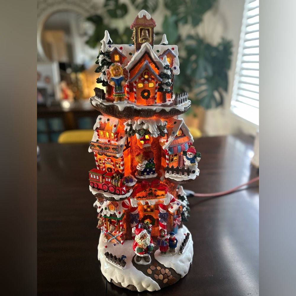 Festive Illuminated Holiday Village House